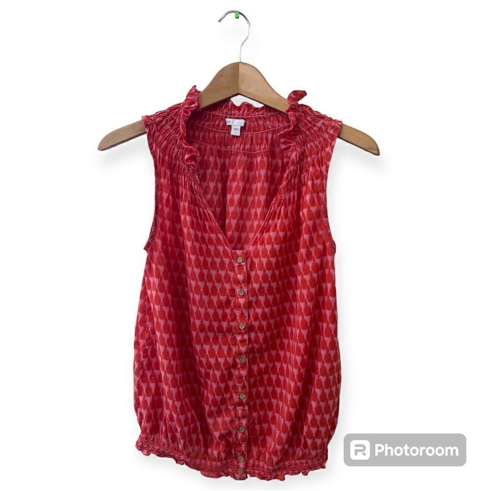 Gap Women's Blouse Top Sleeveless Geometric Deep V-Neck Size Small